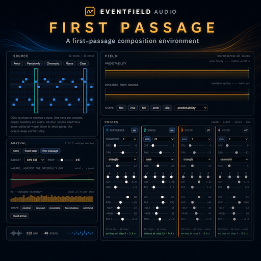 First Passage interface showing source, field, arrival and voice controls